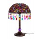 Lampe Baroque Ethnique, Multicolore, Abat jour Métal et Verre, H 45 cm