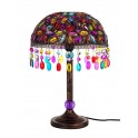 Lampe Baroque Ethnique, Multicolore, Abat jour Métal et Verre, H 45 cm