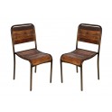 Set 2 Chaises, Modèle Vintage Bois et Métal, SURBAN, H 85 cm