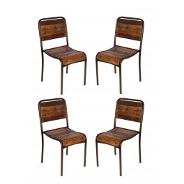 Set 2 Chaises, Modèle Vintage Bois et Métal, SURBAN, H 85 cm