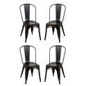 Set 4 Chaises Rétros Urbaines, Modèle City, Anthracite, H 86 cm