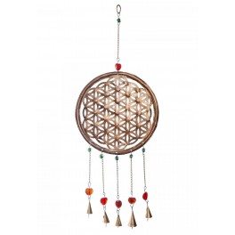 Suspension Arabesque : Arbre de vie cerclé avec cloches à tintement, H 75 cm