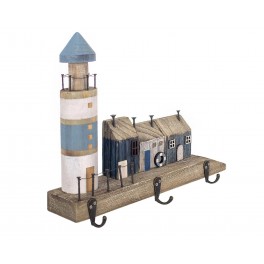 Patères-Portemanteaux : Phare et Port de pêche, 3 suspensions, L 28,5 cm