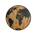 Grande Horloge Bois, Métal et Planisphère, Modèle Dandy, Diam 60 cm