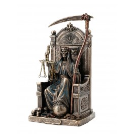 Statue Résine Santa Muerte et la Faux, Folklore Sud Américain, H 21 cm