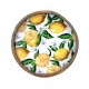 Plateau de service Rond, Bois de Manguier et Thème Citrons. Diam 35 cm