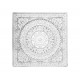 Déco Bois Blanc sculpté, Motifs Floral et Mandala Cérusé, H 40 cm