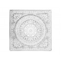 Déco Bois Blanc sculpté, Motifs Floral et Mandala Cérusé, H 40 cm