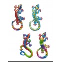 Set 4 magnets Frigo : 4 Lézards Multicolores, H 9,5 cm