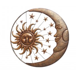 Déco Murale, Soleil et Lune dorés, Collection Sole Terra, Diam 71 cm