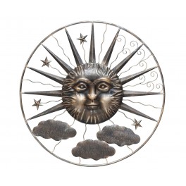 Soleil Mural et Rayons vibrants dorés, Collection Sole Terra, Diam 71 cm