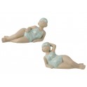 Figurines Set 2 baigneuses rétros allongées, Mod Aqua Blue, L 22 cm