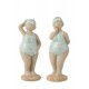 Figurines Set 2 baigneuses rétros, Modèles Aqua Blue, H 18 cm