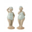 Figurines Set 2 baigneuses rétros, Modèles Aqua Blue, H 18 cm