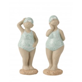 Figurines Set 2 baigneuses rétros, Modèles Aqua Blue, H 18 cm