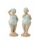 Figurines Set 2 baigneuses rétros, Modèles Aqua Blue, H 18 cm