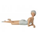 Figurine Bord de Mer : Grande Baigneuse Rétro allongée, L 54 cm