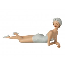 Figurine Bord de Mer : Grande Baigneuse Rétro allongée, L 54 cm