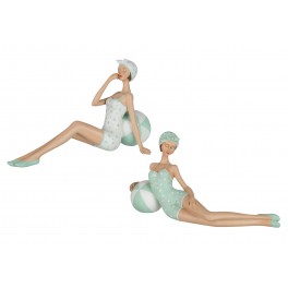Figurines Mer : Set 2 Grandes Baigneuses Rétros allongées, L 27 cm