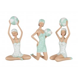 Figurines Mer : Set 2 Grandes Baigneuses Rétros allongées, L 27 cm