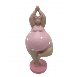 Figurine Baigneuse Ronde Position Yoga 2, Collection Pink Bath, H 26 cm