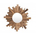 Grand Miroir Soleil en bois exotique et MDF, Diamètre 80 cm