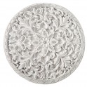 Déco murale en Bois Blanc sculpté, Motif Floral et Mandala, H 45 cm