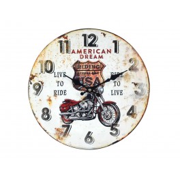 Horloge MDF thème Moto : Mod American Dream, Diam 34 cm