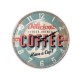 Horloge Vintage en métal emboutie, Modèle Delicious Coffee, Diam 35 cm