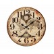 Horloge en Bois MDF, Planisphère ancien, Noir et Marron, Diam 34 cm
