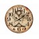 Horloge en Bois MDF, Planisphère ancien, Noir et Marron, Diam 34 cm