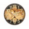 Horloge en Bois MDF, Planisphère ancien, Noir et Doré. Diamètre 34 cm