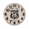 Horloge Bois MDF Vintage : Route 66, Marron et Gris, Diam 34 cm