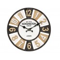 Horloge Vintage : Kensington lamellé Bois Clair et Anthracite, H 34 cm