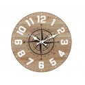 Horloge Rose des Vents, Tons Bois Naturel et Beige, Diamètre 34 cm