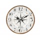 Horloge Rose des Vents, Tons Bois Naturel et Blanc, Diamètre 34 cm