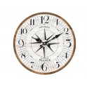Horloge Rose des Vents, Tons Bois Naturel et Blanc, Diamètre 34 cm