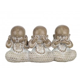 Set de 3 Mini-Moines de la Sagesse Assis 2, Collection Baby Zen, H 7,5 cm