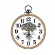 Horloge Type Gousset et Motif Arbre de Vie, Tons Bois Naturel, H 70 cm