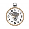 Horloge Type Gousset et Motif Arbre de Vie, Tons Bois Naturel, H 70 cm