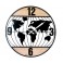 Horloge Industrielle, Structure Bois et Planisphère Métal, Diam 60 cm