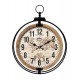 Horloge XL Gousset et Motif Planisphère, Tons Bois Naturel, H 90 cm