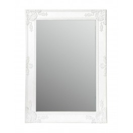 Grand miroir Baroque et Shabby Chic, Encadrement Blanc mouluré, H 108 cm