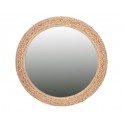 Déco bohème : Miroir Rond et encadrement en rattan, Diamètre 60 cm