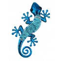 Gecko Mural Bleu, Métal et Verre, Modèle Saphir, H 36 cm