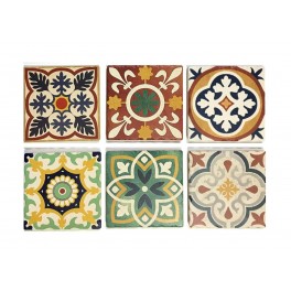 Set 6 sous-bocks Rétro, Motifs Carreaux de Ciment 5, H 11 cm