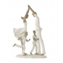 Statue Couple 2 Enfants, 2 Garçons, Collection Family Day, H 29 cm