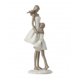 Statuette Design : Famille avec 1 enfant, Collection Silver Line, H 27 cm