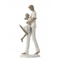 Statuette Design : Famille avec 1 enfant, Collection Silver Line, H 27 cm