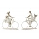 Statuette Design : Famille avec 1 enfant, Collection Silver Line, H 27 cm